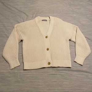 Everlane Cardigan Cream Knit Soft Minimalist Contemporary Buttons
